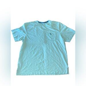 Tommy Bahama Men's Aqua Mist Blue Bali Skyline Crew-Neck Size XL Pocket T-Shirt